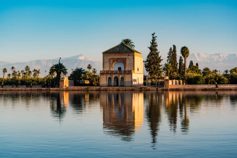 The historic Menara Gardens pavilion Marrakech